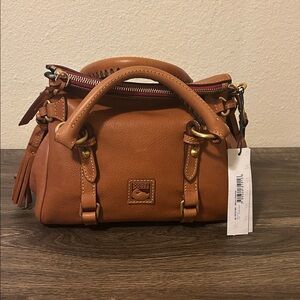 Dooney & Bourke Micro Natural Tan Florentine Leather Satchel Crossbody